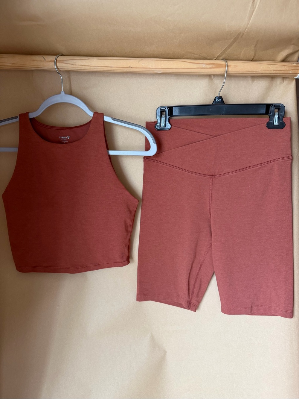 Old Navy Rust-Colored High-Waist Bike Shorts